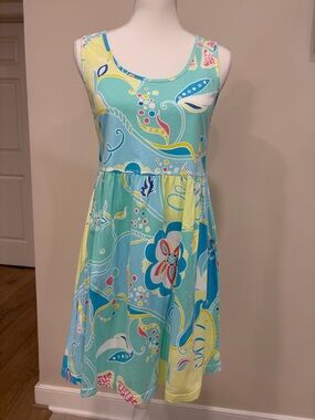 Women's Aqua Floral Print Sleeveless Casual Dress